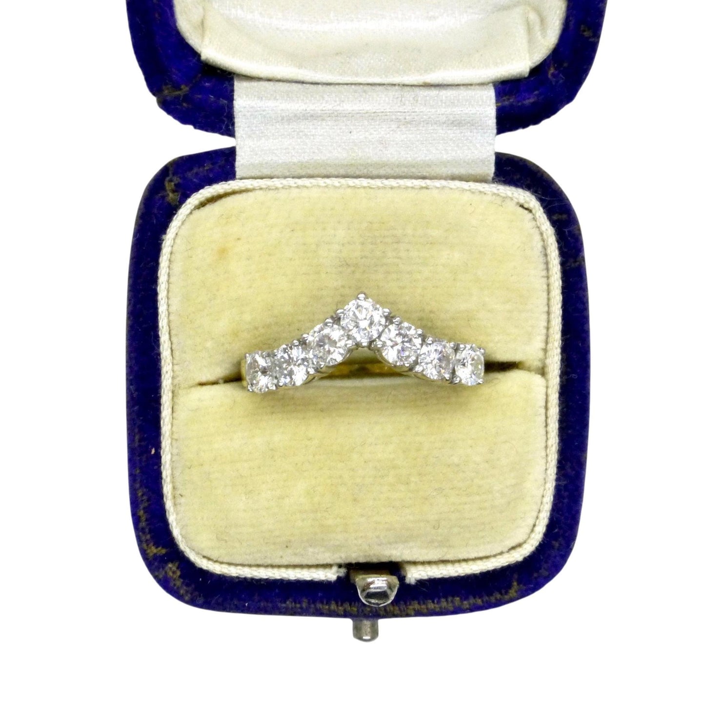 Vintage 18ct natural diamond wishbone -chevron eternity wedding ring 1.00ct