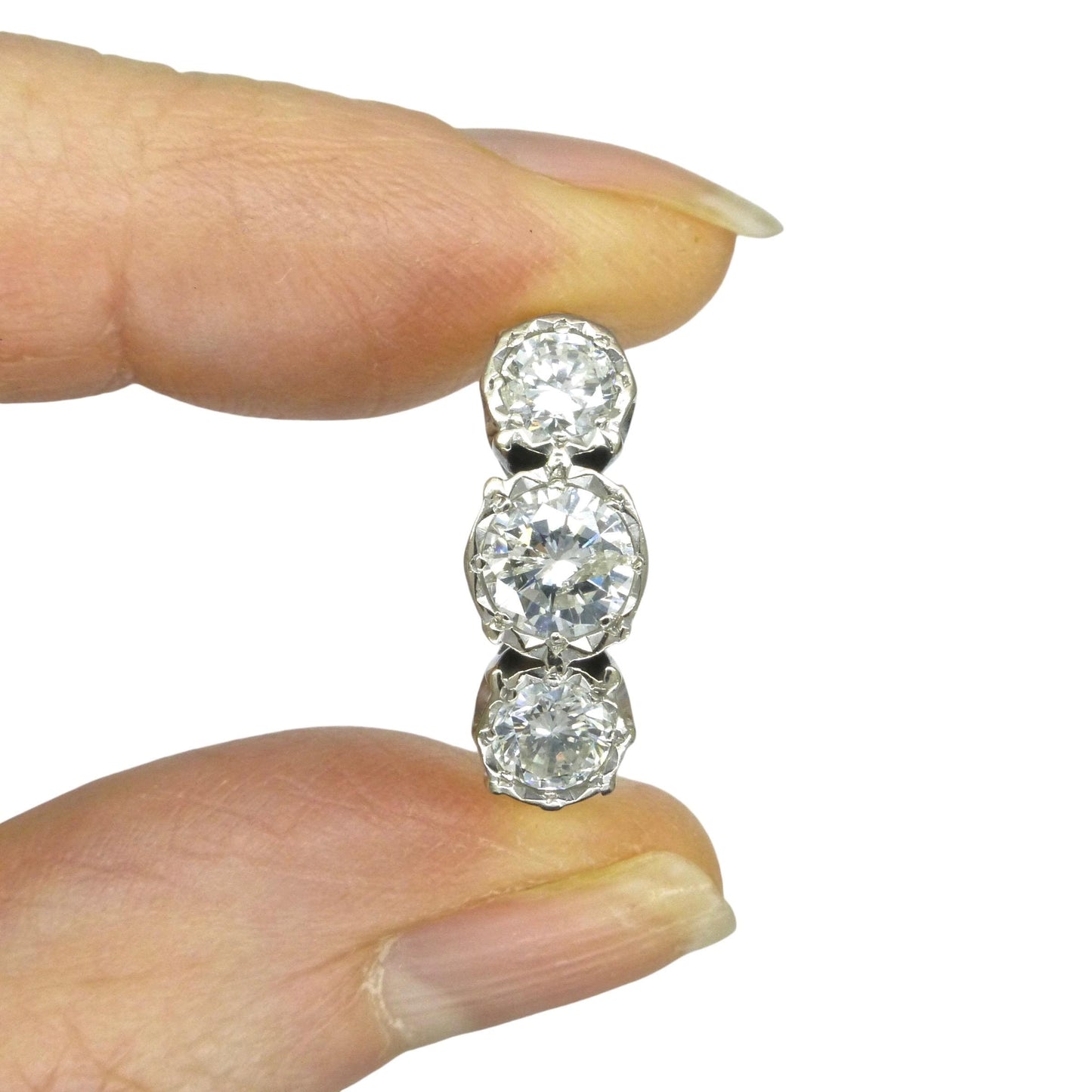 Vintage 18ct natural diamond three stone trilogy ring 1.25ct.