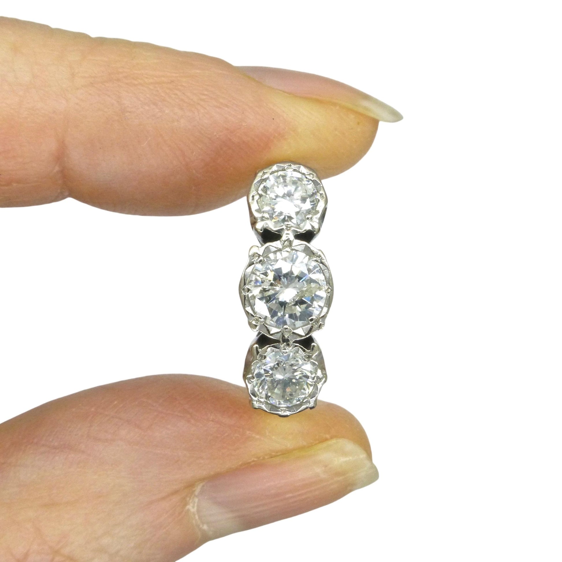 Vintage 18ct natural diamond three stone trilogy ring 1.25ct.