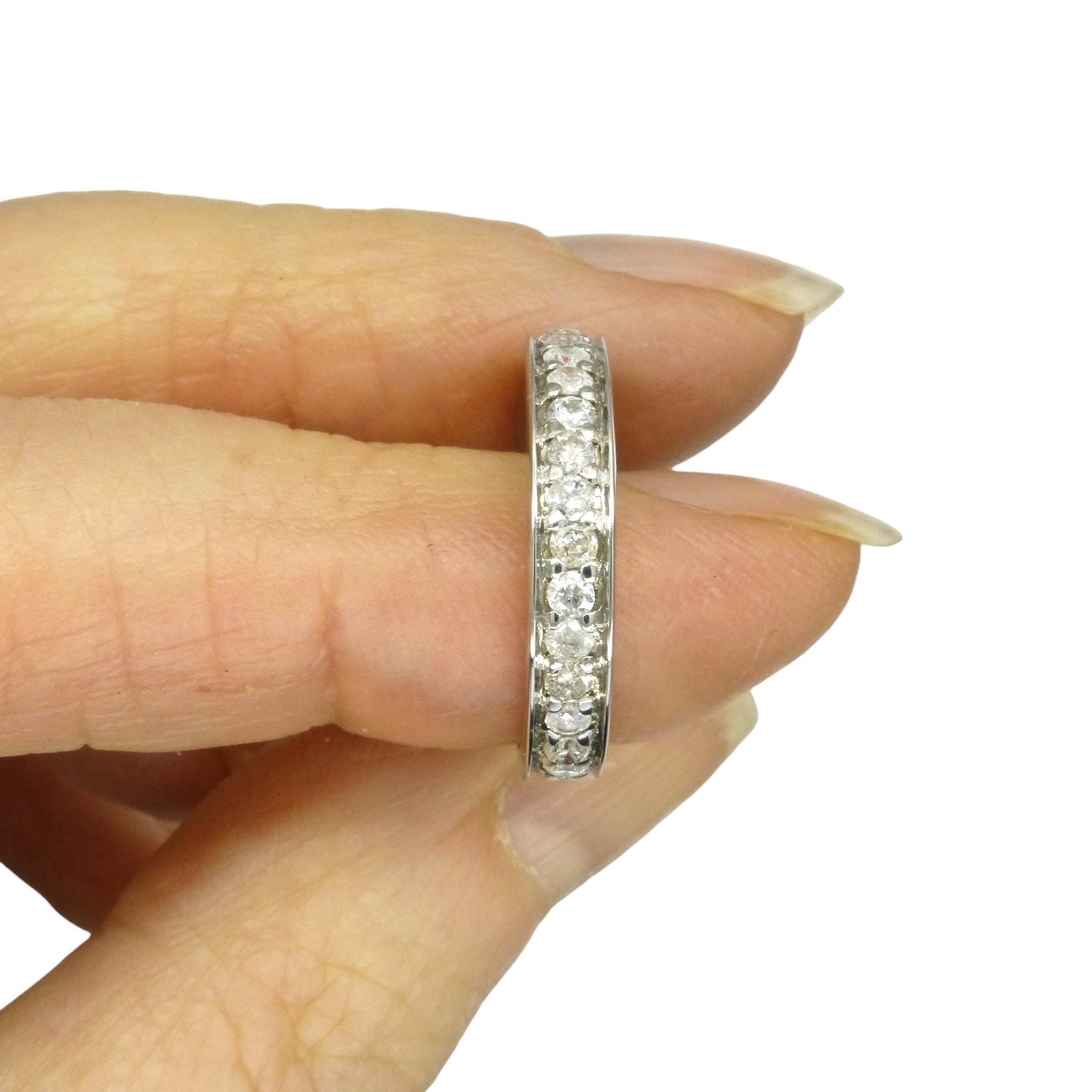 Vintage white gold pavé set Natural Diamond full eternity ring 0.90ct ~ wedding band