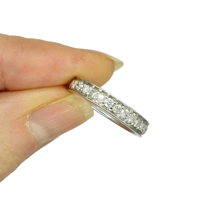 Vintage white gold pavé set Natural Diamond full eternity ring 0.90ct ~ wedding band