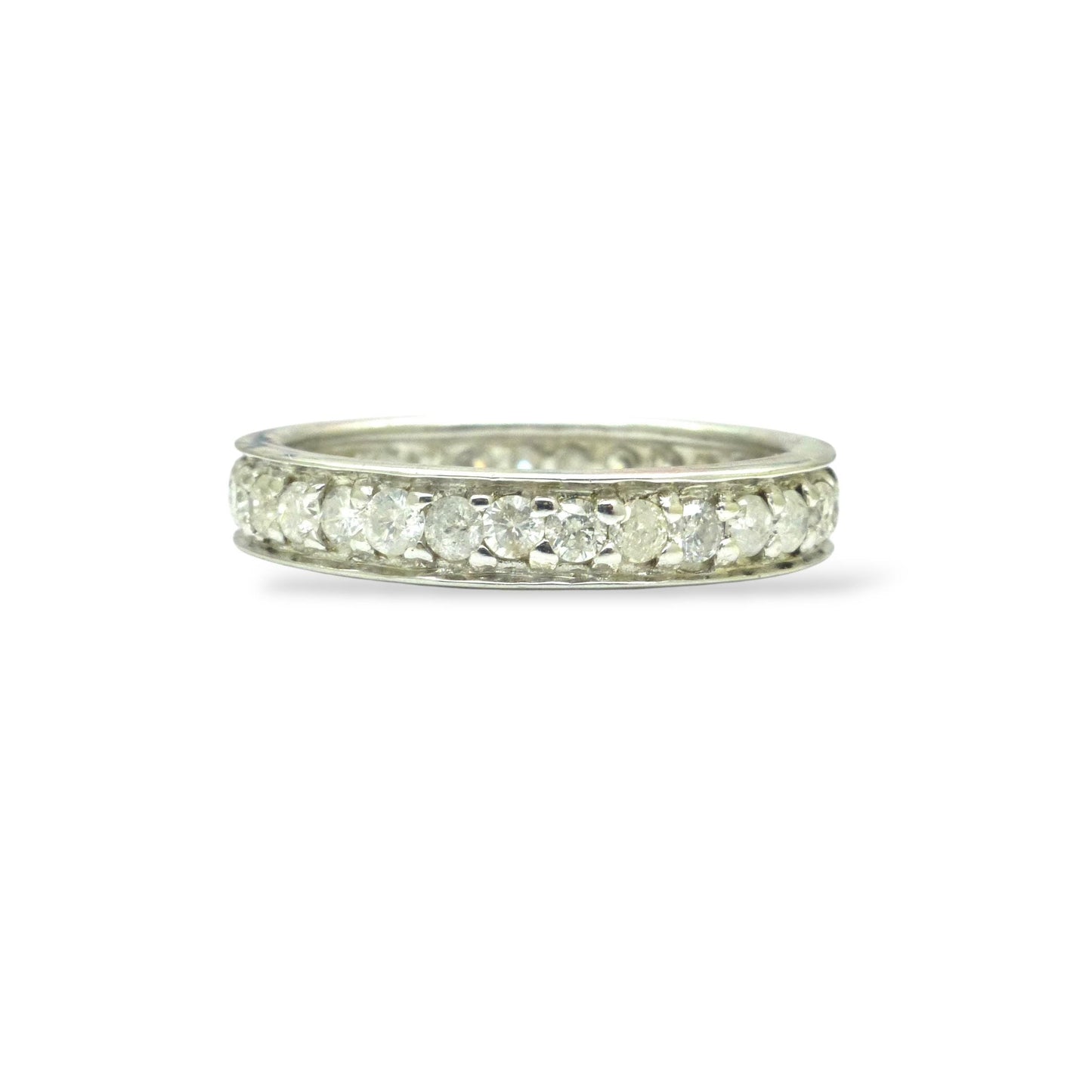 Vintage white gold pavé set Natural Diamond full eternity ring 0.90ct ~ wedding band