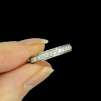Vintage white gold pavé set Natural Diamond full eternity ring 0.90ct ~ wedding band