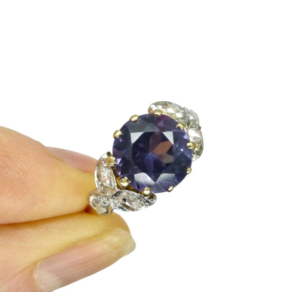 Vintage gold diamond & Synthetic Sapphire/Alexandrite dress ring c1960's