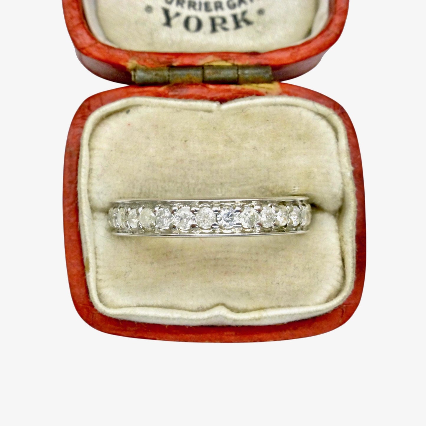 Vintage white gold pavé set Natural Diamond full eternity ring 0.90ct ~ wedding band