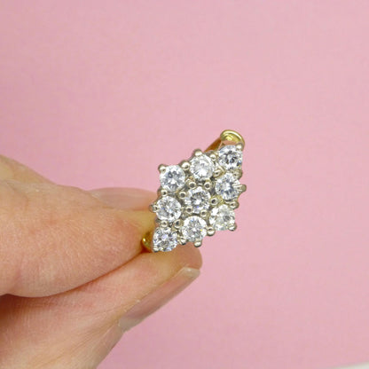 Vintage 18ct gold diamond kite shape cluster engagement ring 1.00 carat
