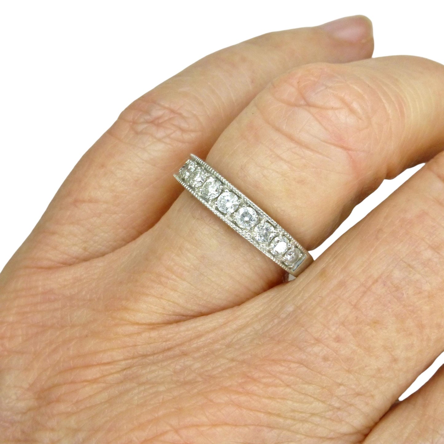 Vintage Platinum natural Diamond pave set half eternity wedding ring 0.50ct