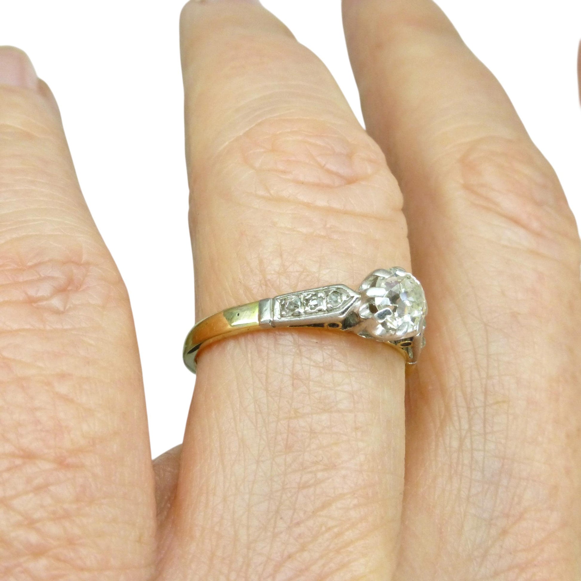 Antique 18ct old mine cut diamond solitaire engagement ring 0.40ct 1910's