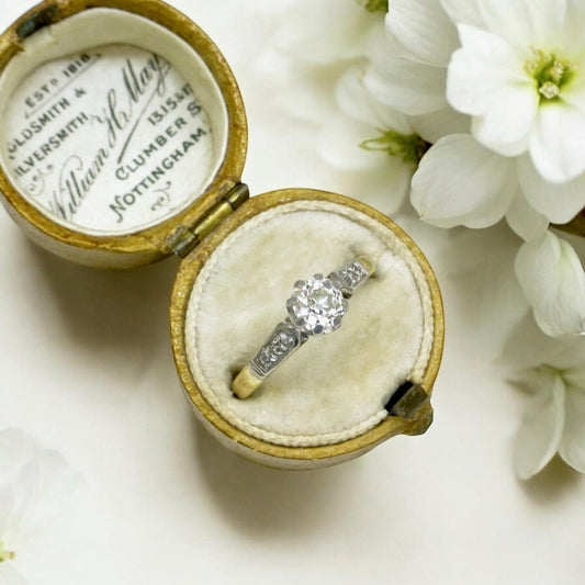 Antique 18ct old mine cut diamond solitaire engagement ring 0.40ct 1910's