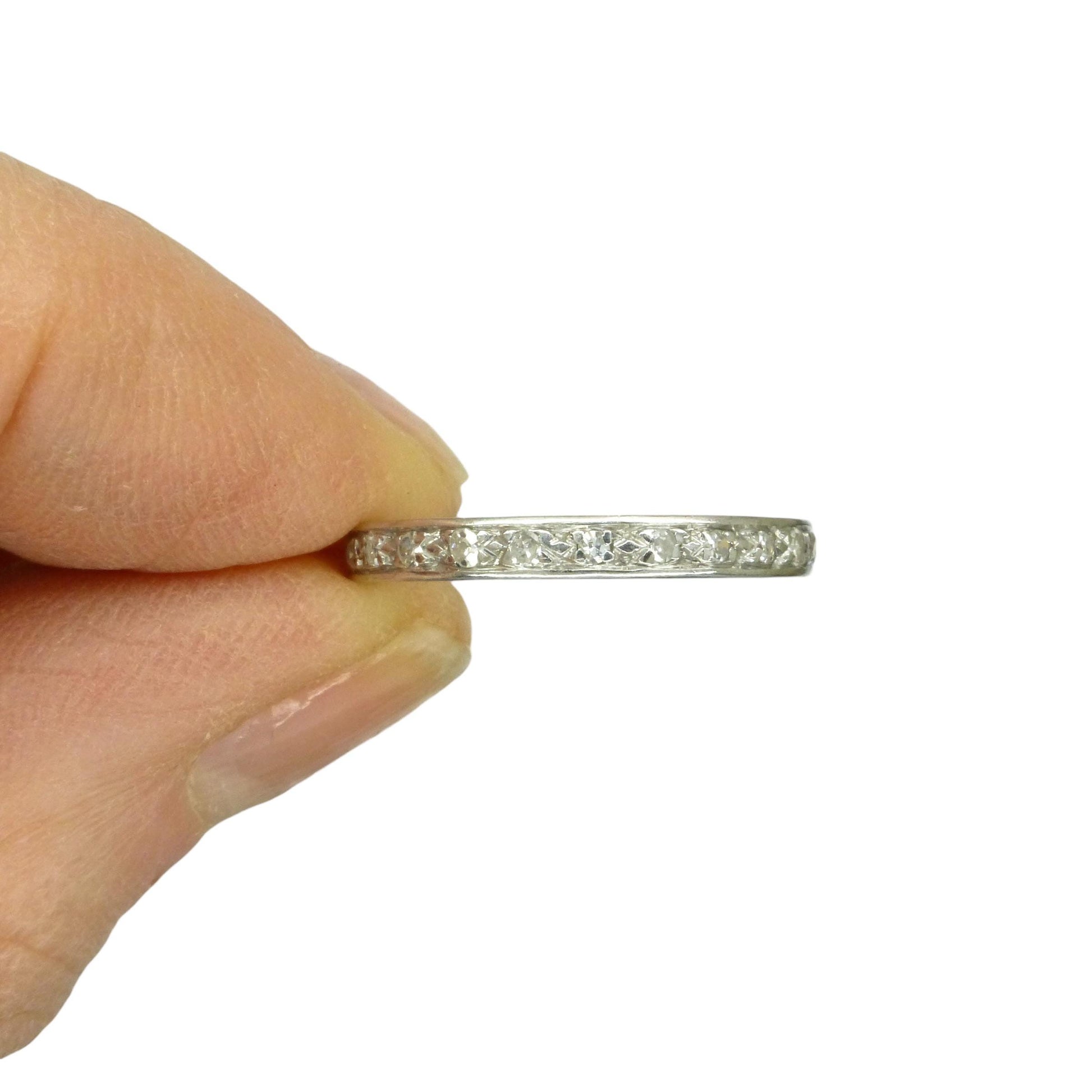 Art Deco Platinum Diamond full hoop Eternity Ring - Wedding Band 1920s, Size N