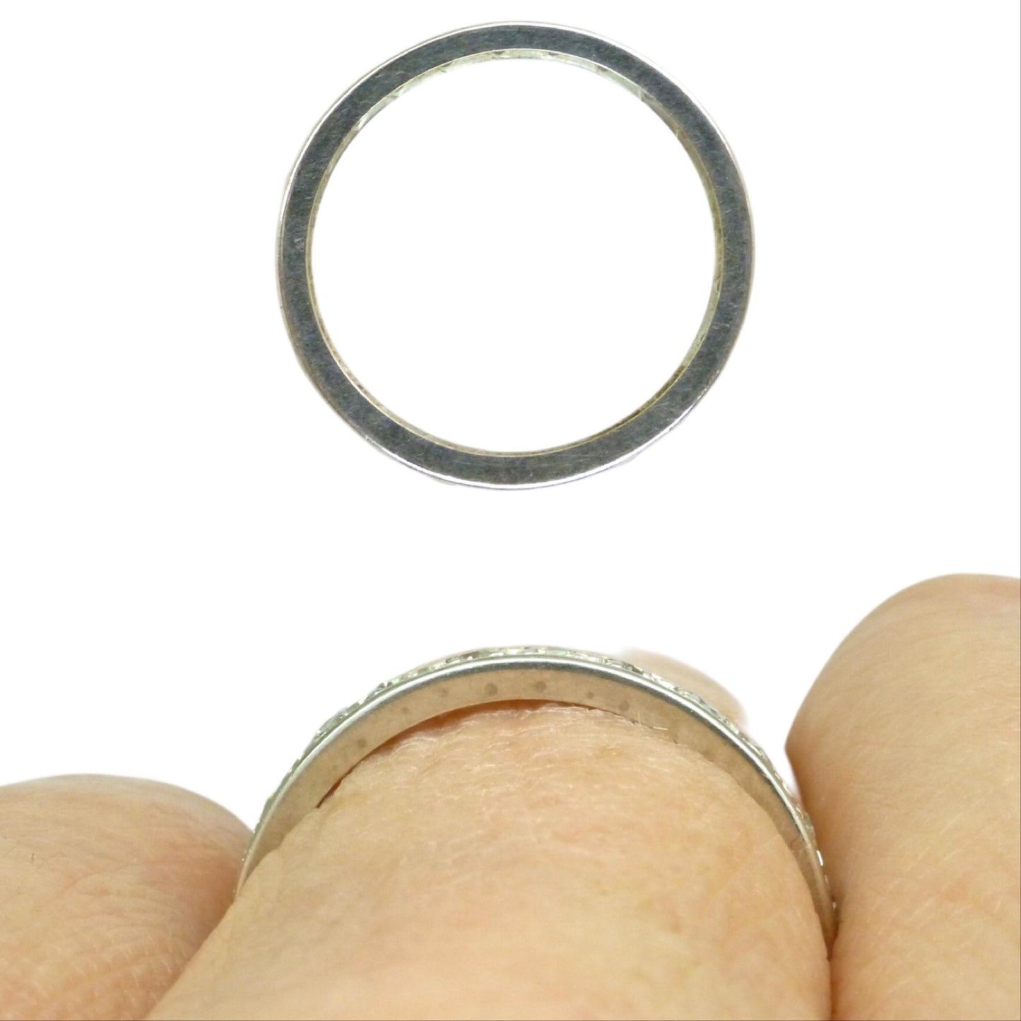 Art Deco Platinum Diamond full hoop Eternity Ring - Wedding Band 1920s, Size N