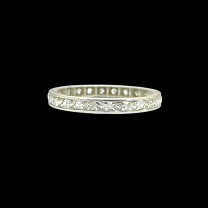 Art Deco Platinum Diamond full hoop Eternity Ring - Wedding Band 1920s, Size N