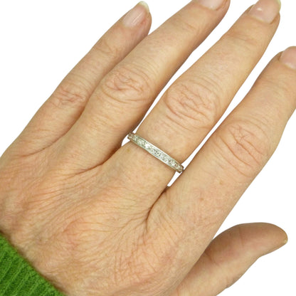 Art Deco Platinum Diamond full hoop Eternity Ring - Wedding Band 1920s, Size N