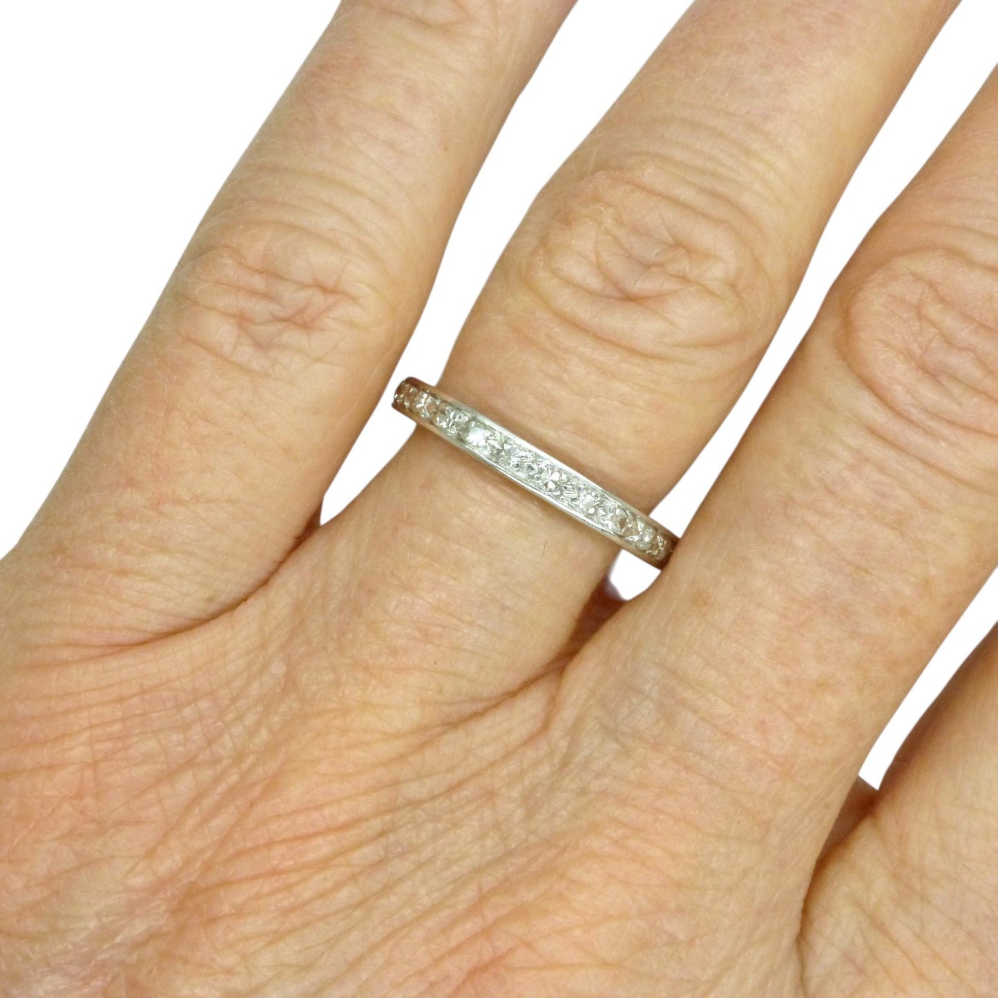 Art Deco Platinum Diamond full hoop Eternity Ring - Wedding Band 1920s, Size N