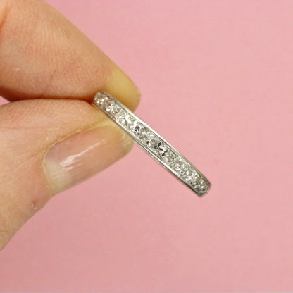 Art Deco Platinum Diamond full hoop Eternity Ring - Wedding Band 1920s, Size N