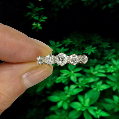 Antique Edwardian natural old cut diamond five stone ring 1.05ct