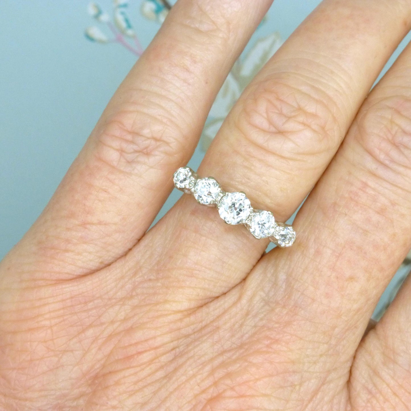 Antique Edwardian natural old cut diamond five stone ring 1.05ct
