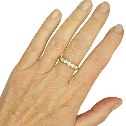 Vintage 9ct gold natural Diamond five stone half eternity - wedding band 0.75ct