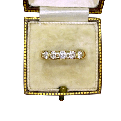 Vintage 9ct gold natural Diamond five stone half eternity - wedding band 0.75ct