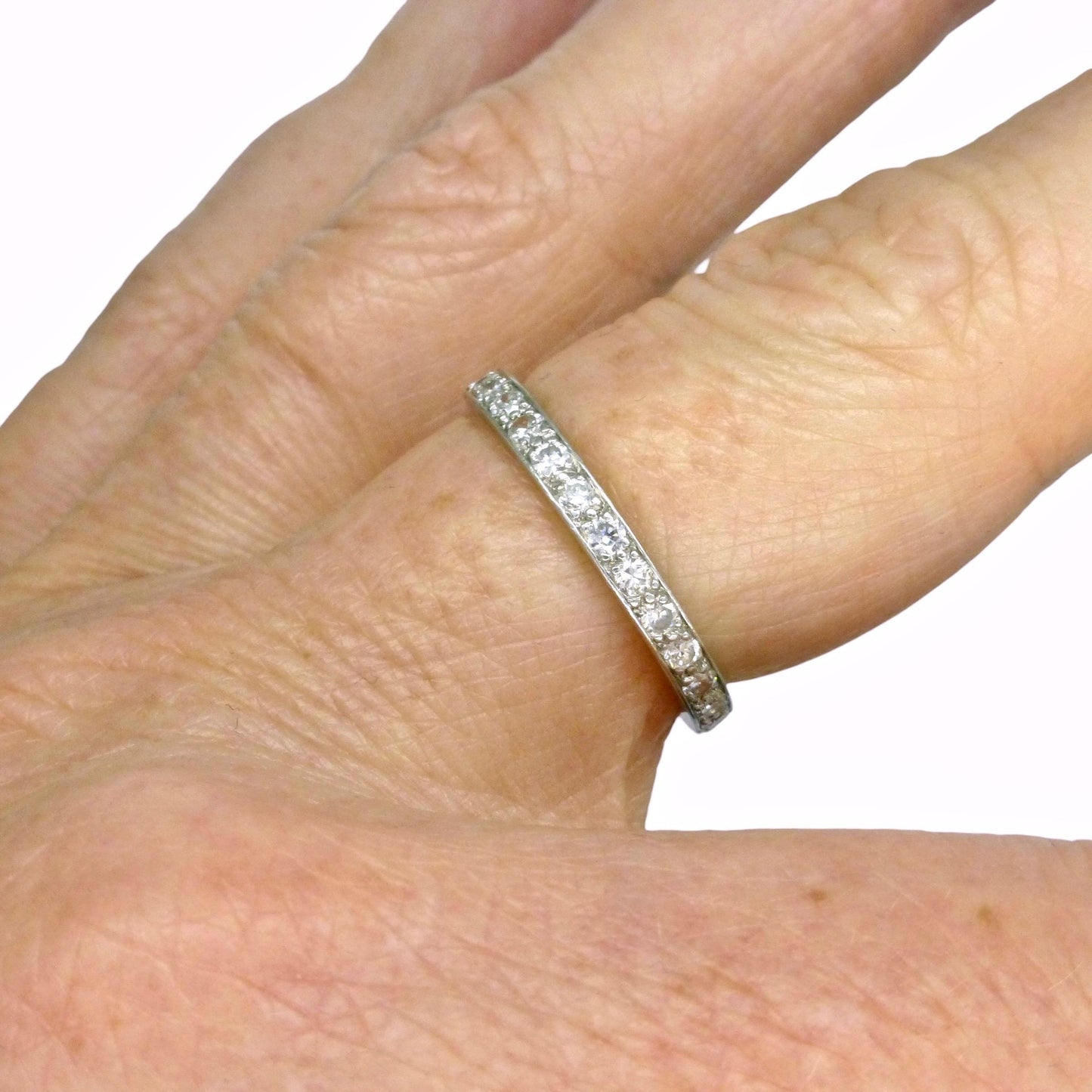 Art Deco Diamond full Eternity wedding Ring 0.60ct, 1920s, Size M 1/2
