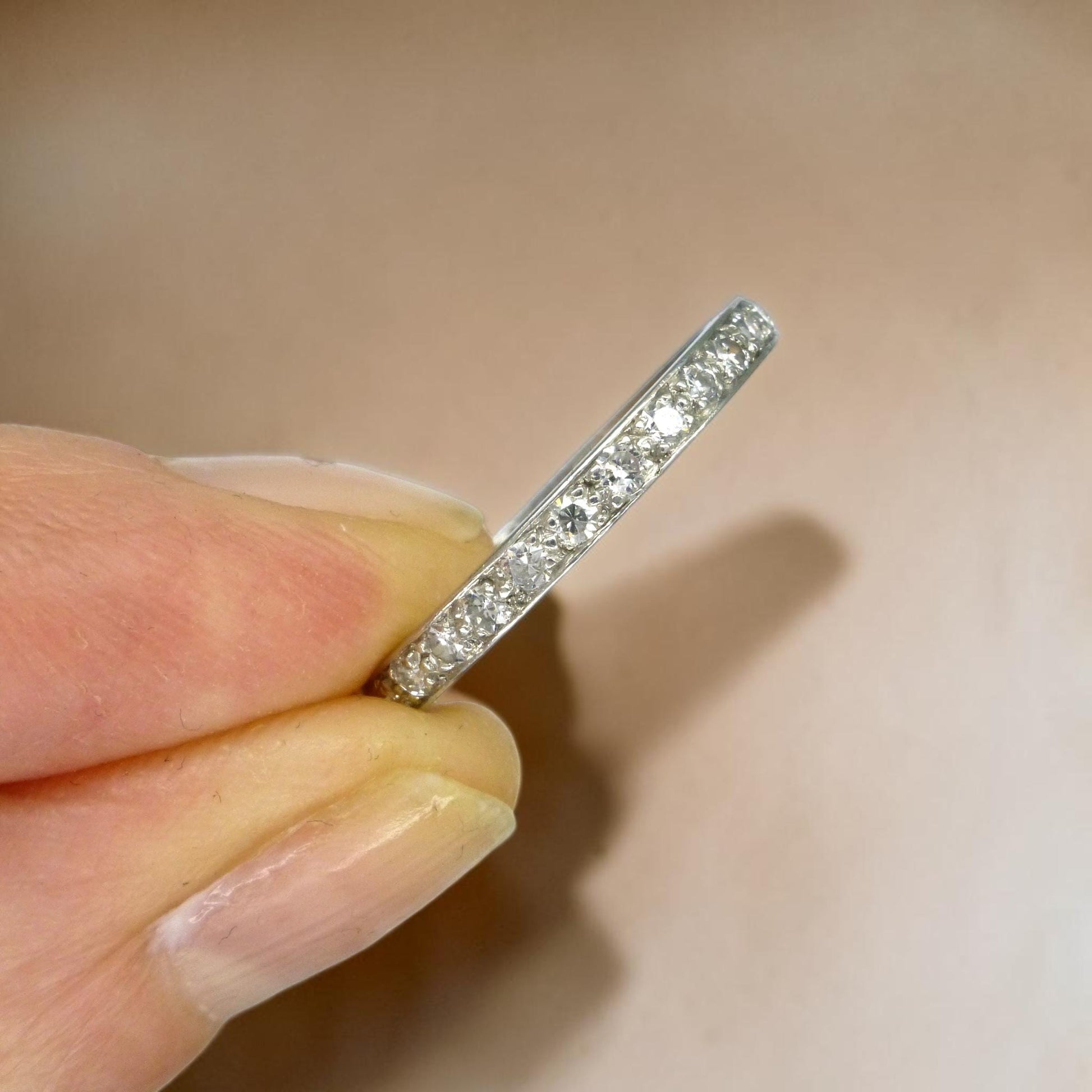 Art Deco Diamond full Eternity wedding Ring 0.60ct, 1920s, Size M 1/2