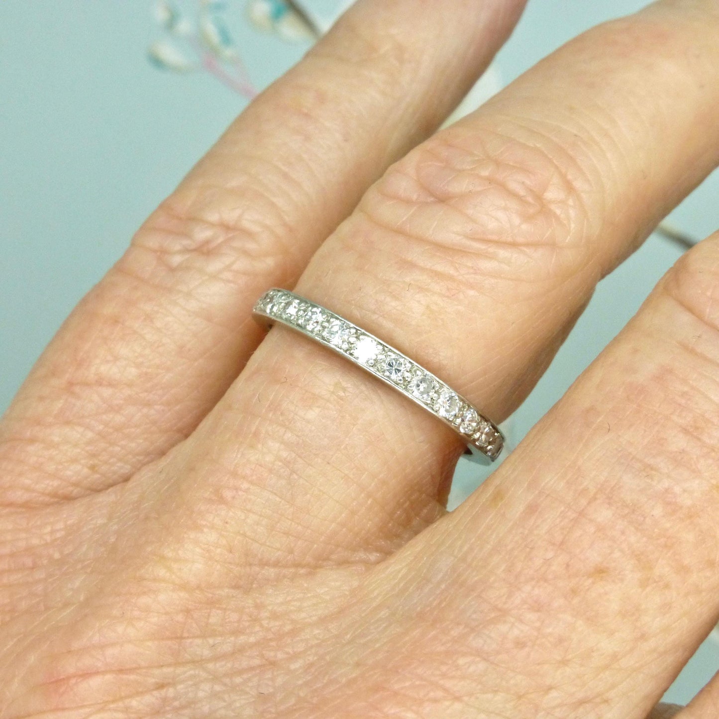 Art Deco Diamond full Eternity wedding Ring 0.60ct, 1920s, Size M 1/2