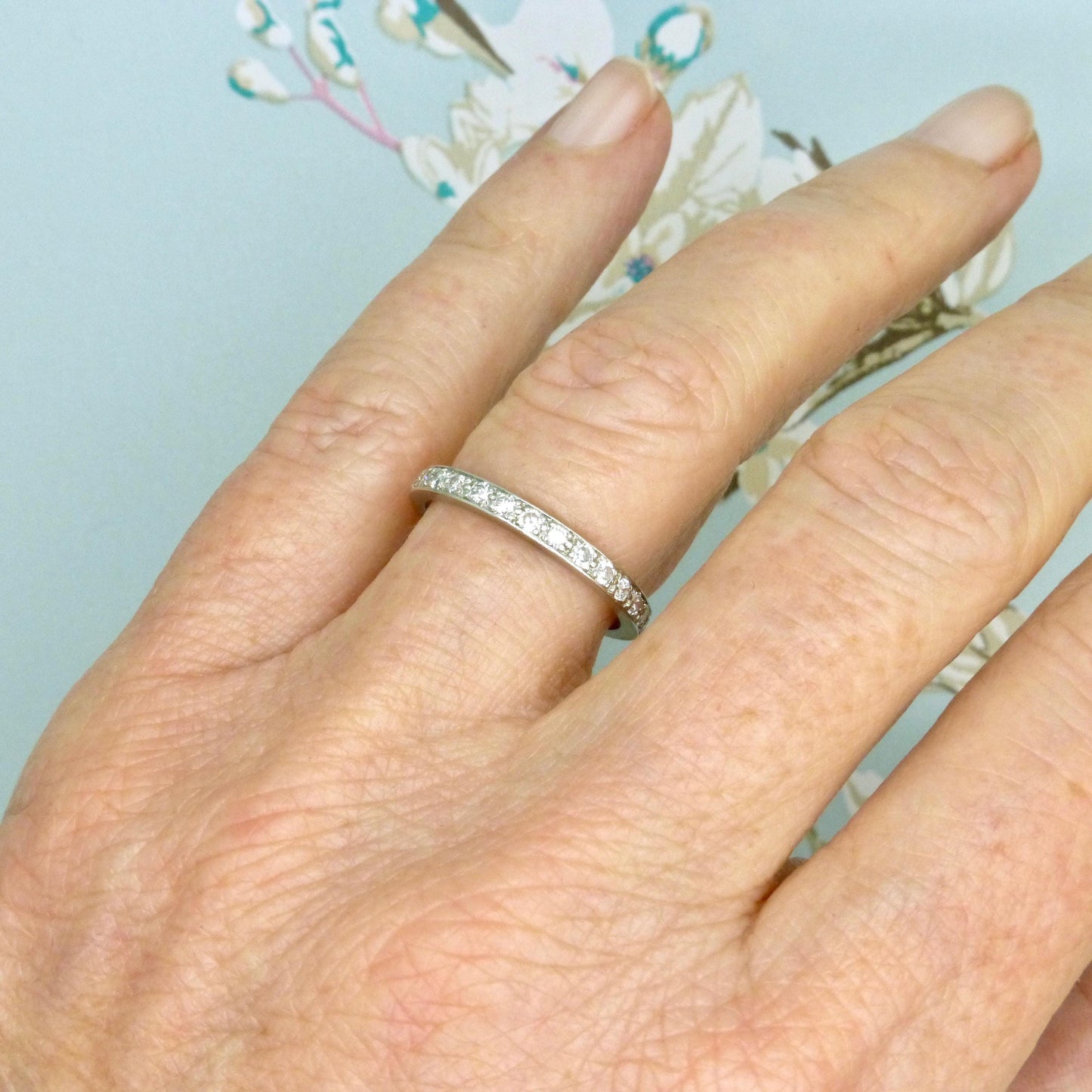 Art Deco Diamond full Eternity wedding Ring 0.60ct, 1920s, Size M 1/2