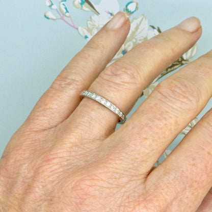 Art Deco Diamond full Eternity wedding Ring 0.60ct, 1920s, Size M 1/2