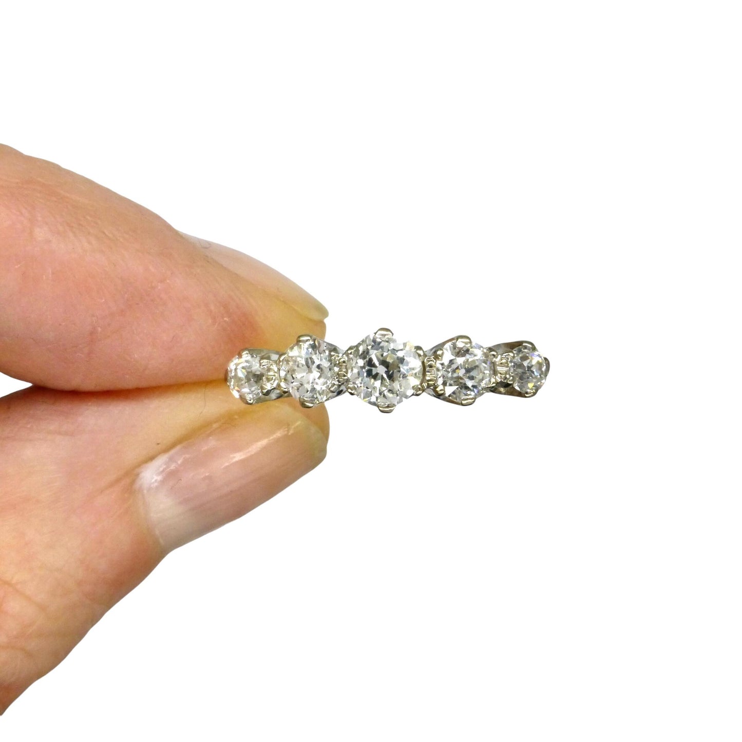 Antique Edwardian natural old cut diamond five stone ring 1.05ct