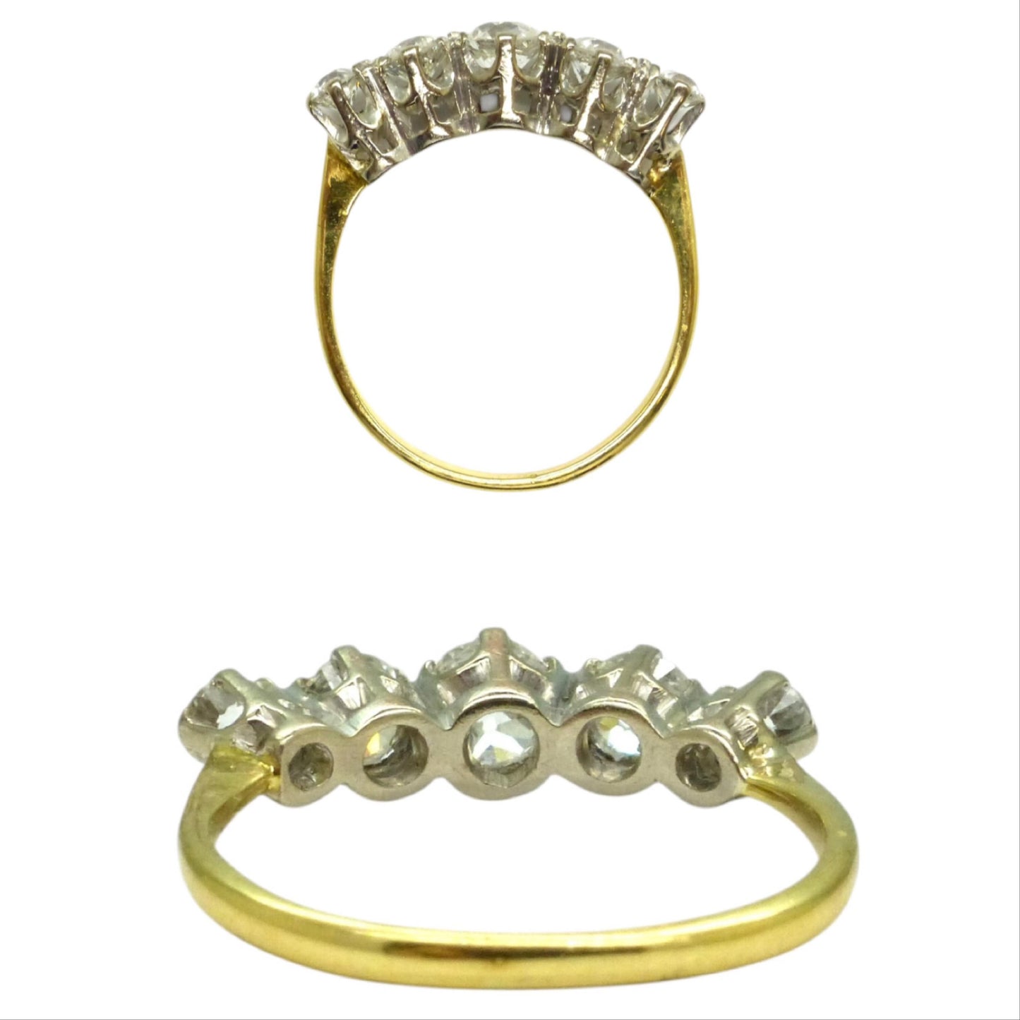 Antique Edwardian natural old cut diamond five stone ring 1.05ct