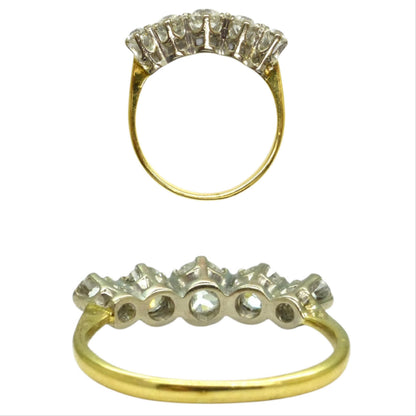 Antique Edwardian natural old cut diamond five stone ring 1.05ct