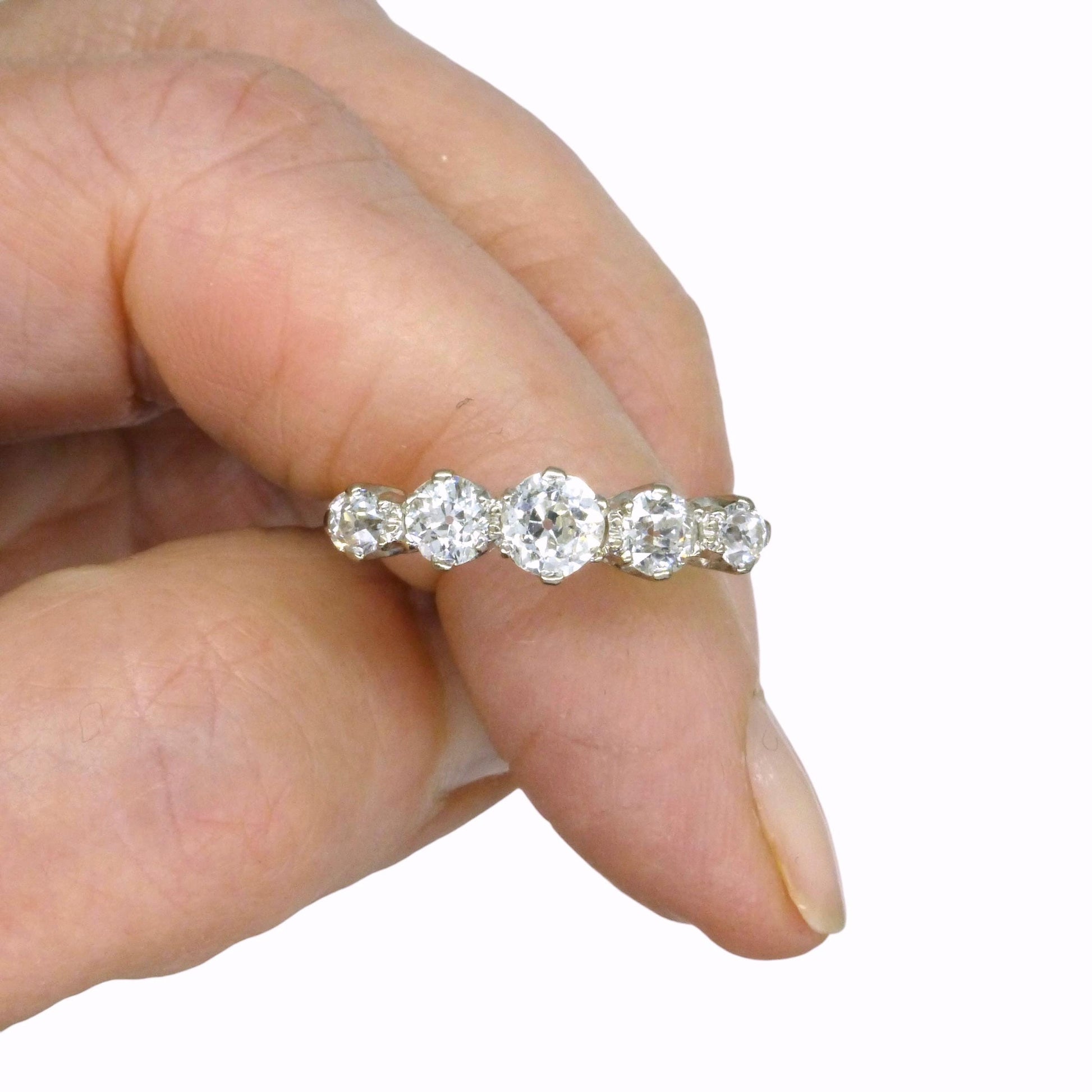 Antique Edwardian natural old cut diamond five stone ring 1.05ct