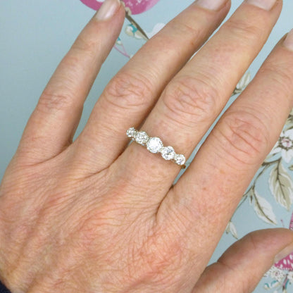 Antique Edwardian natural old cut diamond five stone ring 1.05ct