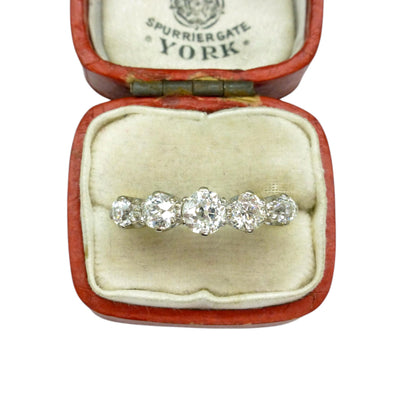 Antique Edwardian natural old cut diamond five stone ring 1.05ct