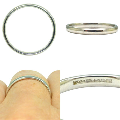 Antique Art Deco Platinum Wedding Band 2.5mm – Plain D-Shape Stacking Ring c1920