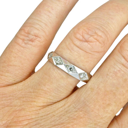 Vintage 18ct white gold Natural Diamond full eternity wedding ring 0.50ct - Size O.