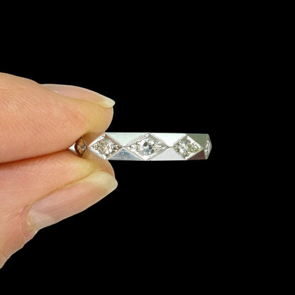 Vintage 18ct white gold Natural Diamond full eternity wedding ring 0.50ct - Size O.