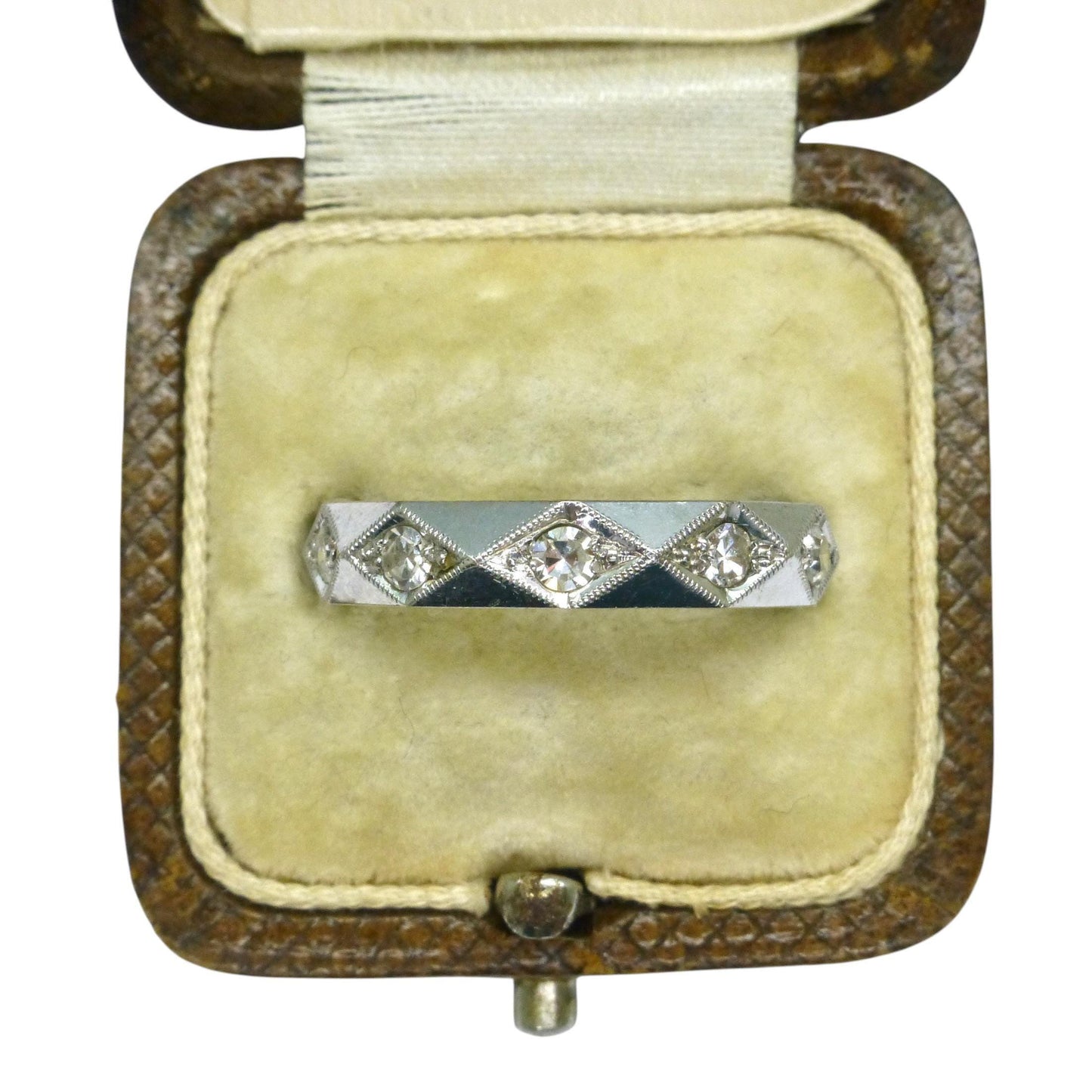 Vintage 18ct white gold Natural Diamond full eternity wedding ring 0.50ct - Size O.
