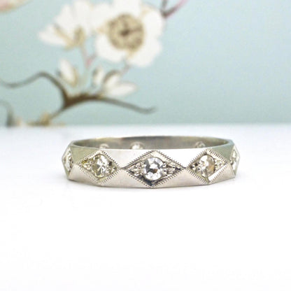 Vintage 18ct white gold Natural Diamond full eternity wedding ring 0.50ct - Size O.