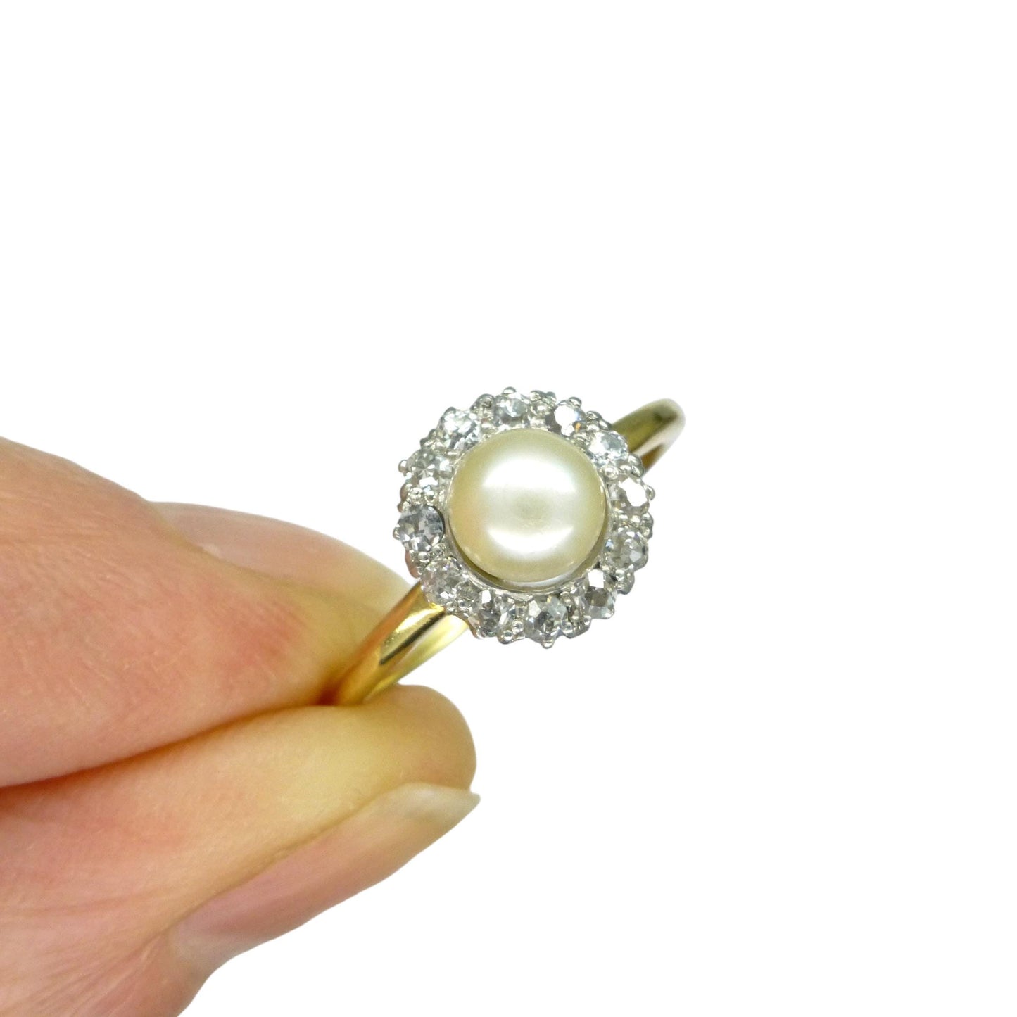 Antique Edwardian Pearl Diamond Daisy Cluster Ring - 18ct Gold & Platinum - Engagement - Anniversary