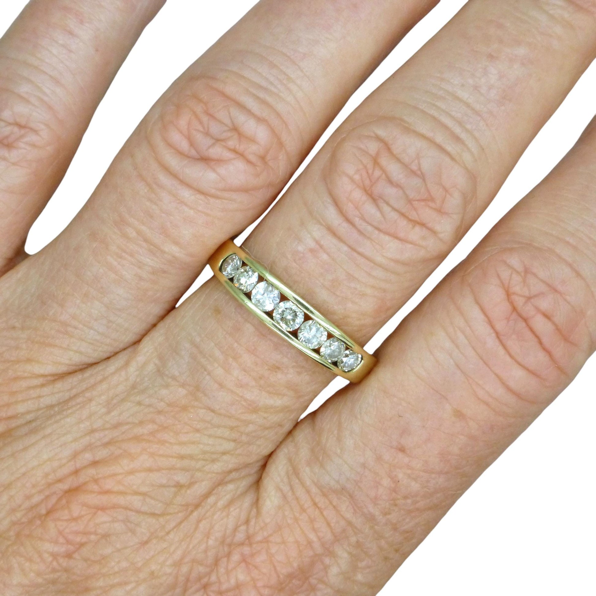 Vintage 9ct gold natural Diamond five stone half eternity - wedding band 0.75ct