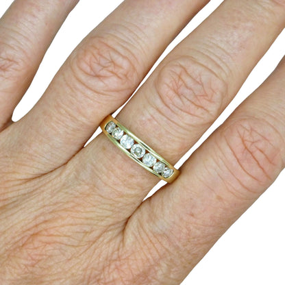 Vintage 9ct gold natural Diamond five stone half eternity - wedding band 0.75ct