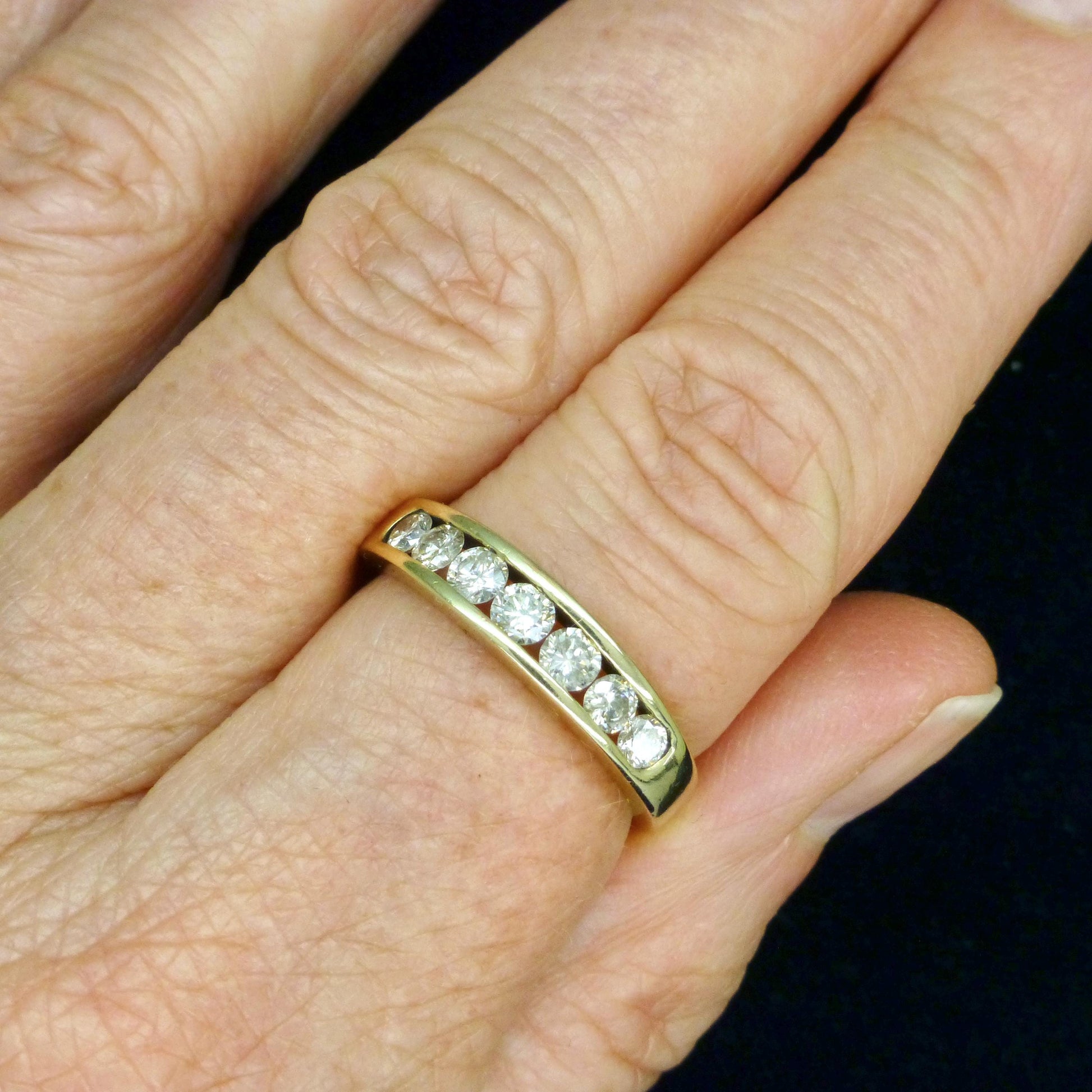 Vintage 9ct gold natural Diamond five stone half eternity - wedding band 0.75ct