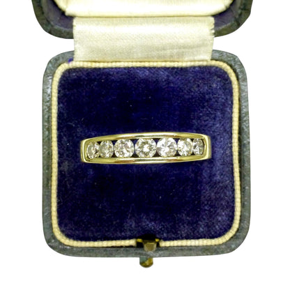 Vintage 9ct gold natural Diamond five stone half eternity - wedding band 0.75ct