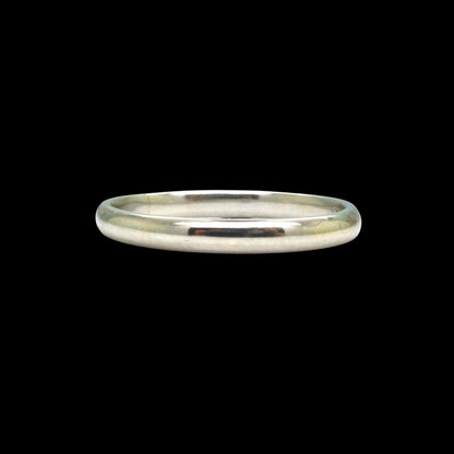 Antique Art Deco Platinum Wedding Band 2.5mm – Plain D-Shape Stacking Ring c1920
