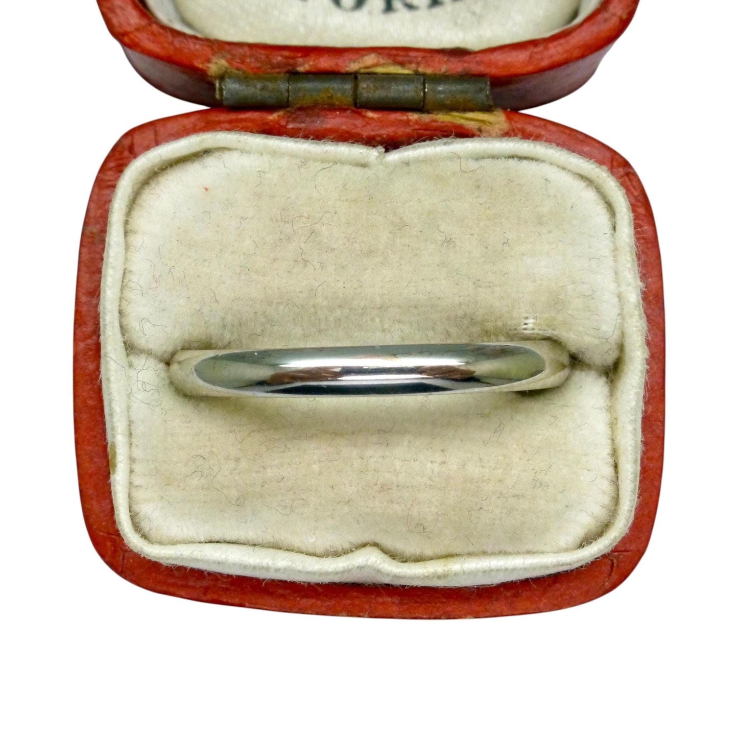 Antique Art Deco Platinum Wedding Band 2.5mm – Plain D-Shape Stacking Ring c1920