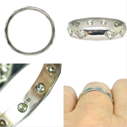 Vintage 18ct white gold Natural Diamond full eternity wedding ring 0.50ct - Size O.