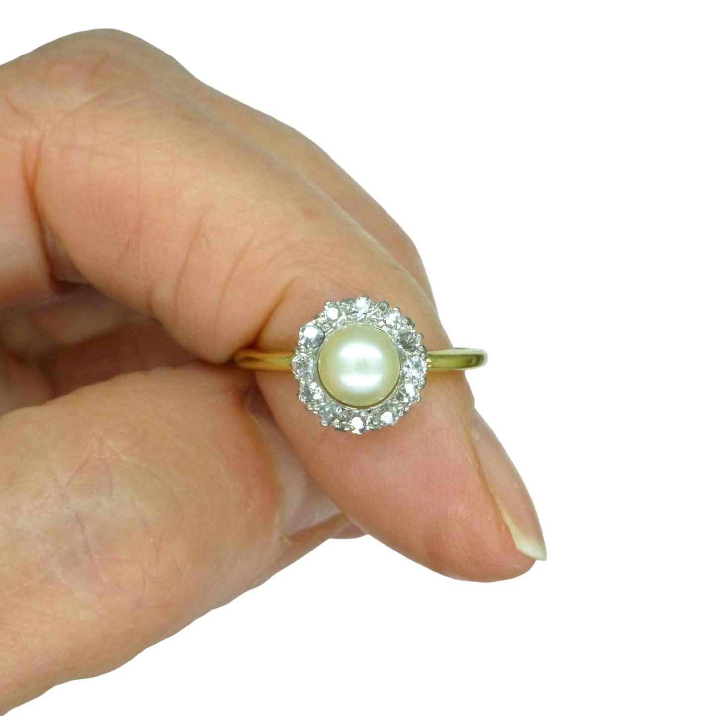 Antique Edwardian Pearl Diamond Daisy Cluster Ring - 18ct Gold & Platinum - Engagement - Anniversary