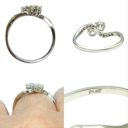 Antique Edwardian old cut natural diamond Toi et Moi ring - 18ct Platinum - 0.60ct c1910s