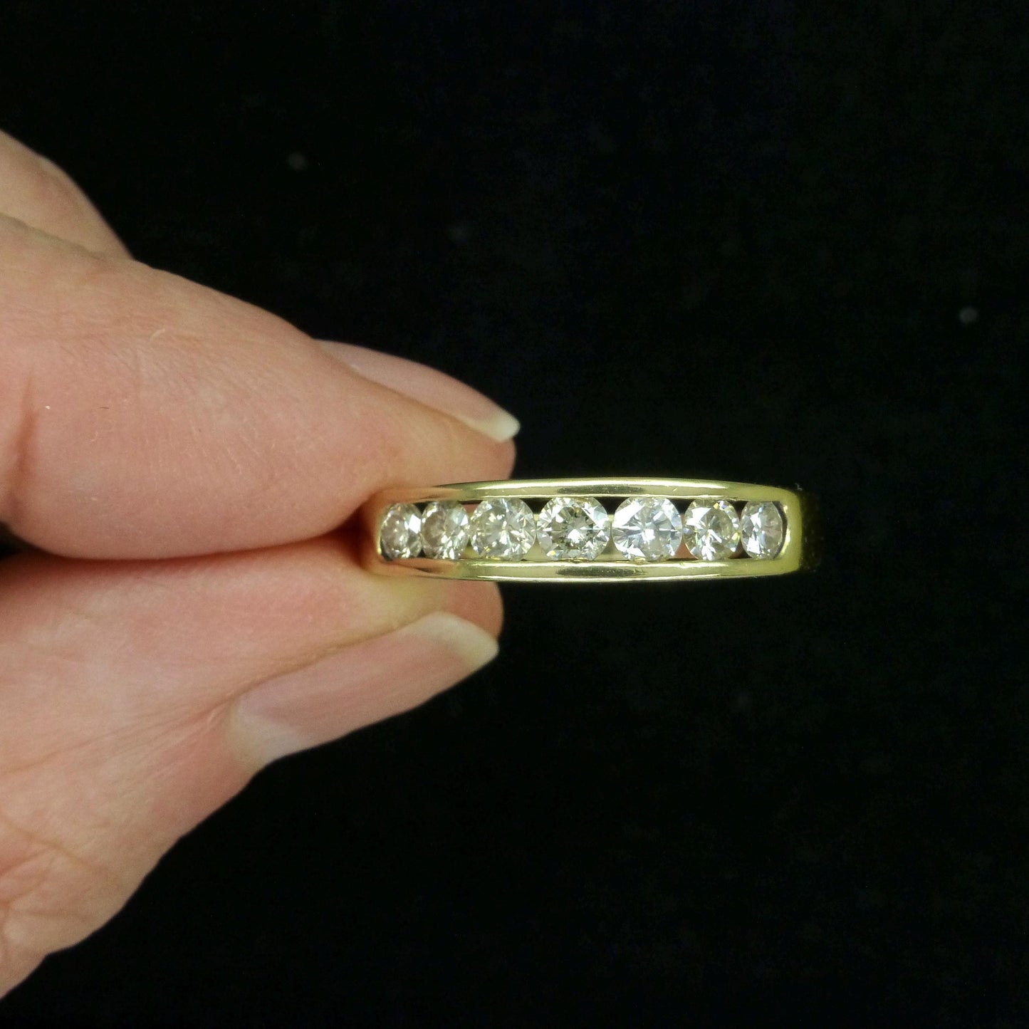 Vintage 9ct gold natural Diamond five stone half eternity - wedding band 0.75ct